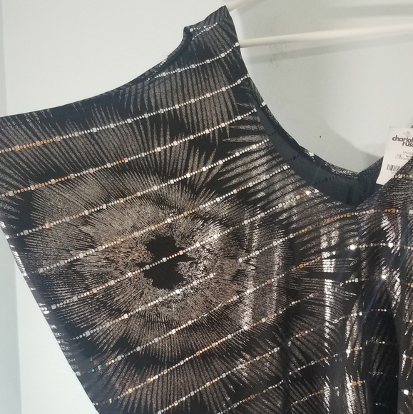 Charlotte Russe NWT Open Shoulder Blouse. Reflecting Decals. NYE Party Top. XL - Picture 4 of 6